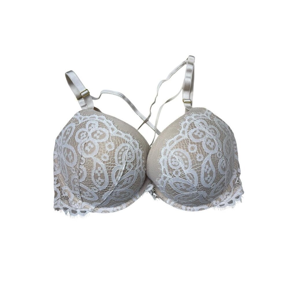 Victorias Secret Very Sexy Push Up Bra Lace Strappy Front Closure Size 34DDD